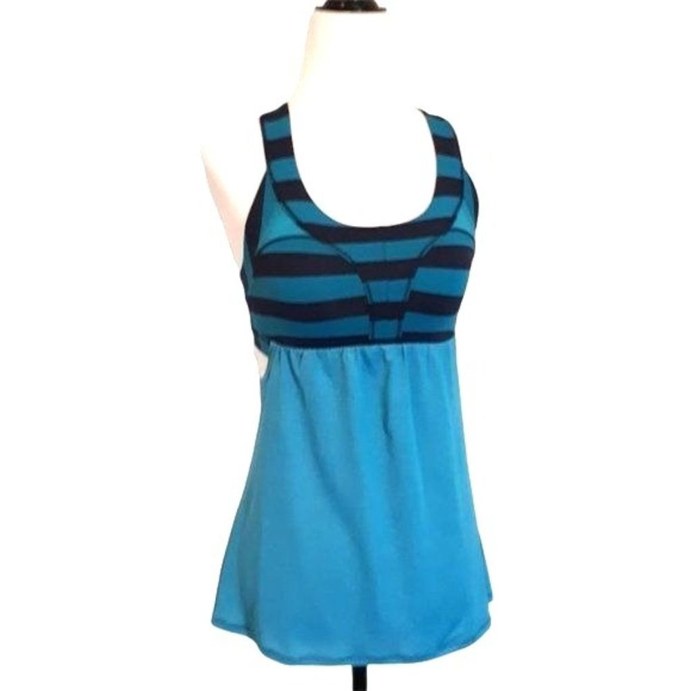 Lululemon 2-In-Run Tank Surge Micro Macro Stripe Size 4 (W1E15S)